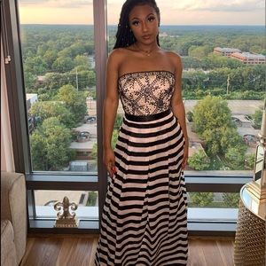 Black and white gown